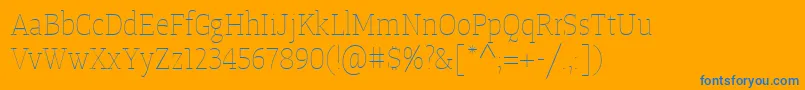 TangerserifnarrowulUltralight-Schriftart – Blaue Schriften auf orangefarbenem Hintergrund