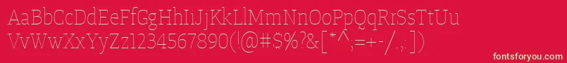 TangerserifnarrowulUltralight Font – Green Fonts on Red Background