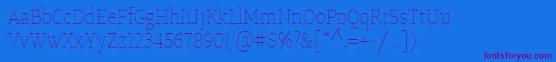 Czcionka TangerserifnarrowulUltralight – fioletowe czcionki na niebieskim tle