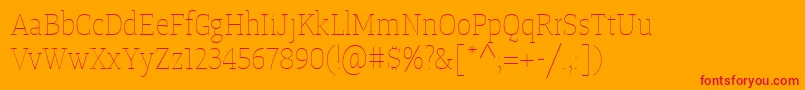 TangerserifnarrowulUltralight Font – Red Fonts on Orange Background