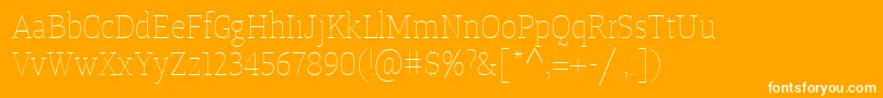 TangerserifnarrowulUltralight-fontti – valkoiset fontit oranssilla taustalla
