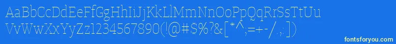 TangerserifnarrowulUltralight-fontti – keltaiset fontit sinisellä taustalla