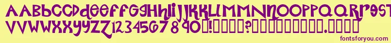 Roller ffy-Schriftart – Violette Schriften auf gelbem Hintergrund