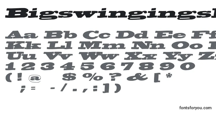 Schriftart BigswingingslabsItalic – Alphabet, Zahlen, spezielle Symbole