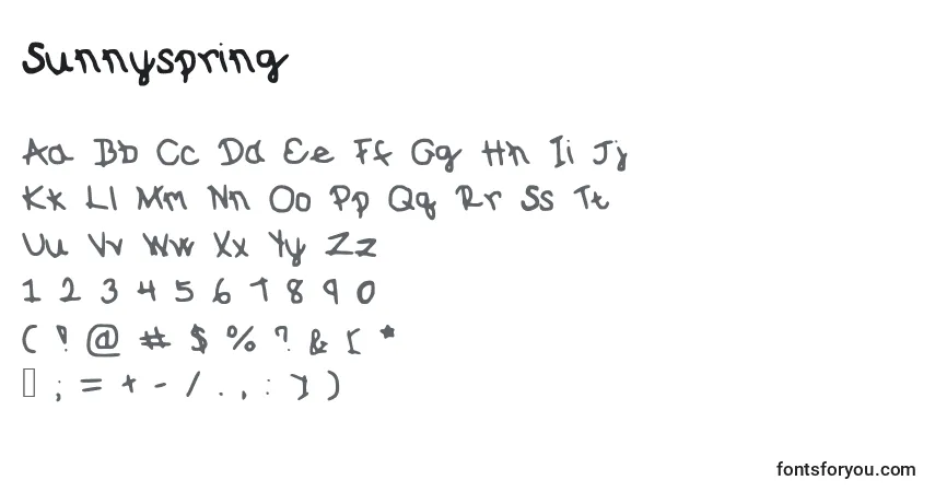 Schriftart Sunnyspring – Alphabet, Zahlen, spezielle Symbole