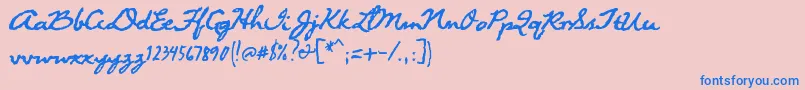 フォントSuwa – ピンクの背景に青い文字