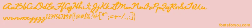 フォントSuwa – オレンジの文字がピンクの背景にあります。