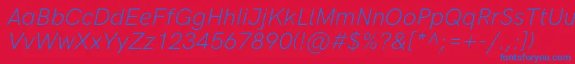 HkgroteskLightitalic Font – Blue Fonts on Red Background