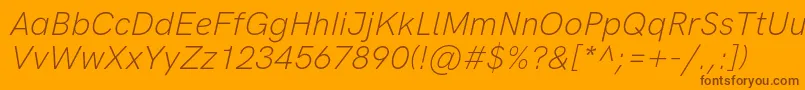 Czcionka HkgroteskLightitalic – brązowe czcionki na pomarańczowym tle