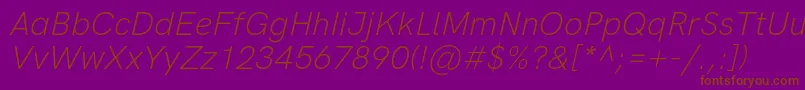 HkgroteskLightitalic Font – Brown Fonts on Purple Background