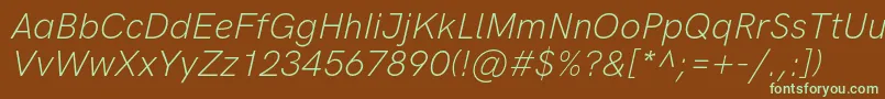 HkgroteskLightitalic Font – Green Fonts on Brown Background