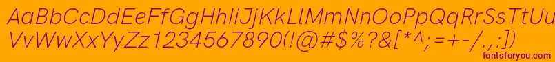 フォントHkgroteskLightitalic – オレンジの背景に紫のフォント