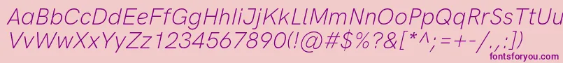 フォントHkgroteskLightitalic – ピンクの背景に紫のフォント