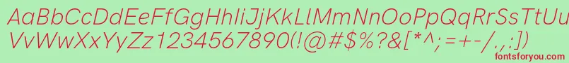 HkgroteskLightitalic Font – Red Fonts on Green Background