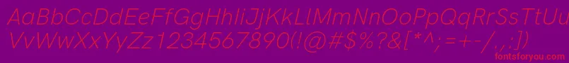 HkgroteskLightitalic Font – Red Fonts on Purple Background