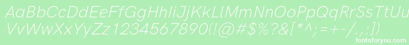 フォントHkgroteskLightitalic – 緑の背景に白い文字