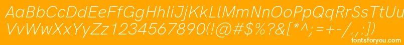 HkgroteskLightitalic-Schriftart – Weiße Schriften auf orangefarbenem Hintergrund