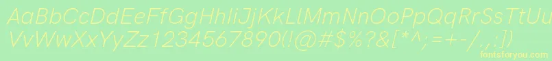 Fonte HkgroteskLightitalic – fontes amarelas em um fundo verde