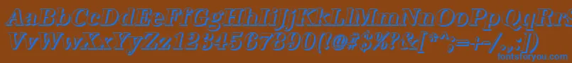 AntiquashCdBolditalic-Schriftart – Blaue Schriften auf braunem Hintergrund