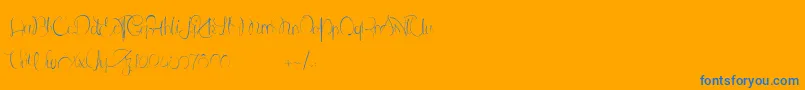 LantreDuCanicheDoux-Schriftart – Blaue Schriften auf orangefarbenem Hintergrund