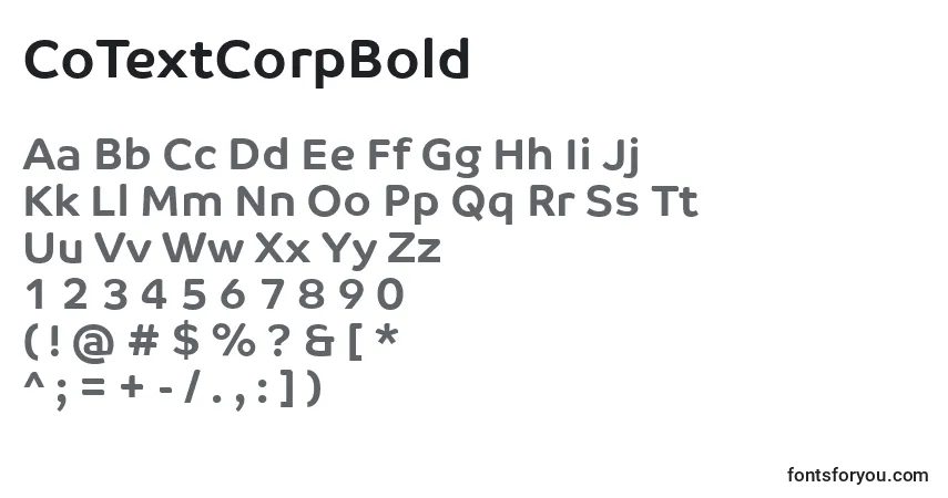 A fonte CoTextCorpBold – alfabeto, números, caracteres especiais