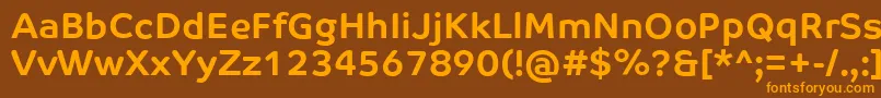 Weitere Informationen zur CoTextCorpBold-Schriftart CoTextCorpBold-Schriftart – Orangefarbene Schriften auf braunem Hintergrund