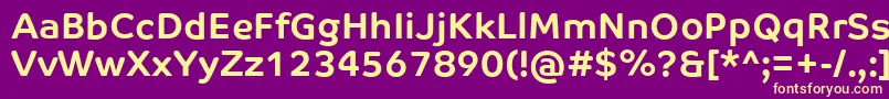 CoTextCorpBold-Schriftart – Gelbe Schriften auf violettem Hintergrund