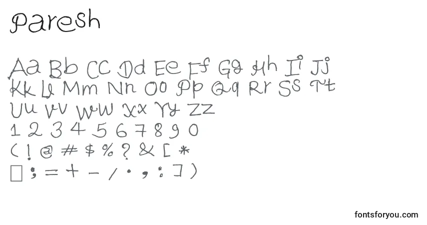 Pareshフォント–アルファベット、数字、特殊文字