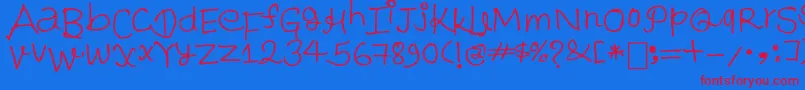 フォントParesh – 赤い文字の青い背景