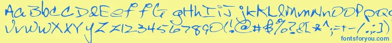 Scrawl Font – Blue Fonts on Yellow Background