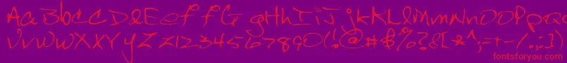 フォントScrawl – 紫の背景に赤い文字