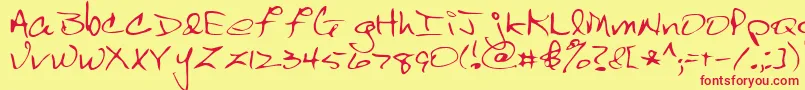 Scrawl Font – Red Fonts on Yellow Background