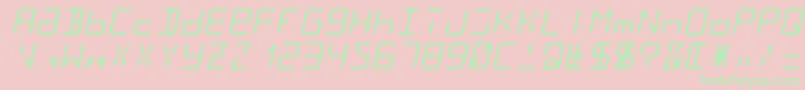 Lcd14italic-Schriftart – Grüne Schriften auf rosa Hintergrund