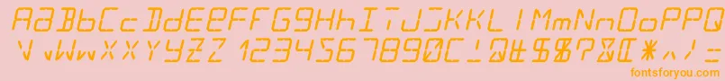 Lcd14italic-Schriftart – Orangefarbene Schriften auf rosa Hintergrund