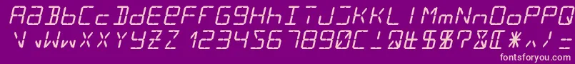 Fonte Lcd14italic – fontes rosa em um fundo violeta