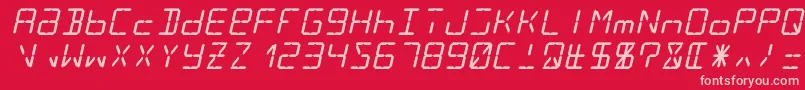 Fonte Lcd14italic – fontes rosa em um fundo vermelho
