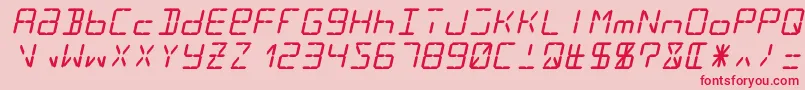 Fonte Lcd14italic – fontes vermelhas em um fundo rosa