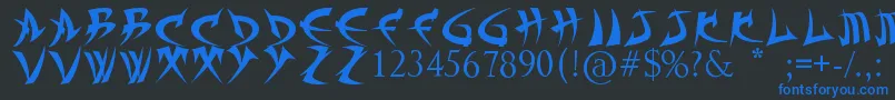 Czcionka TrollKabbВ¦Font – niebieskie czcionki na czarnym tle