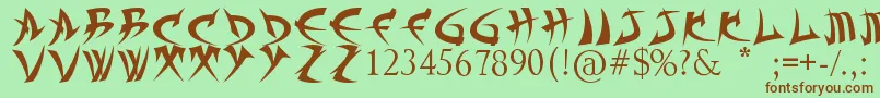 Fonte TrollKabbВ¦Font – fontes marrons em um fundo verde