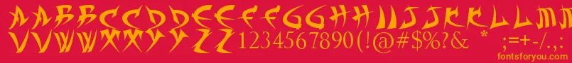 TrollKabbВ¦Font-Schriftart – Orangefarbene Schriften auf rotem Hintergrund