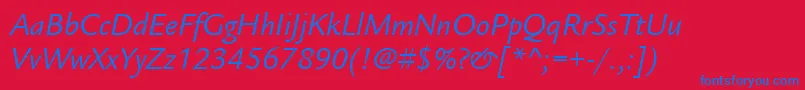 ItcLegacySansLtBookItalic Font – Blue Fonts on Red Background