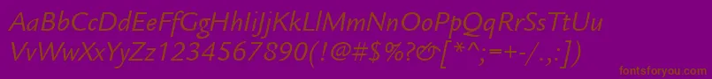 ItcLegacySansLtBookItalic Font – Brown Fonts on Purple Background
