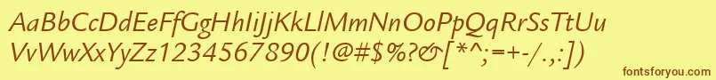 ItcLegacySansLtBookItalic Font – Brown Fonts on Yellow Background