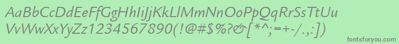 ItcLegacySansLtBookItalic Font – Gray Fonts on Green Background