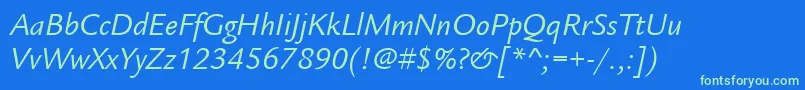 ItcLegacySansLtBookItalic Font – Green Fonts on Blue Background