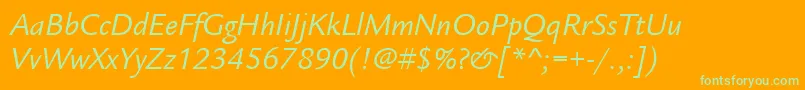 ItcLegacySansLtBookItalic Font – Green Fonts on Orange Background