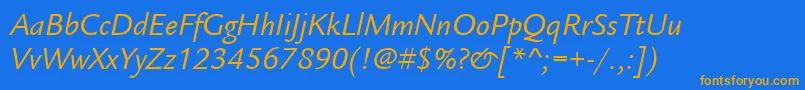 ItcLegacySansLtBookItalic Font – Orange Fonts on Blue Background