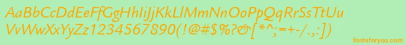ItcLegacySansLtBookItalic Font – Orange Fonts on Green Background