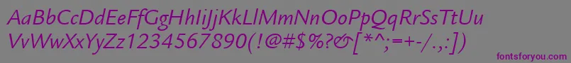 ItcLegacySansLtBookItalic Font – Purple Fonts on Gray Background