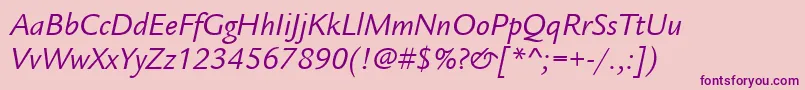 ItcLegacySansLtBookItalic Font – Purple Fonts on Pink Background